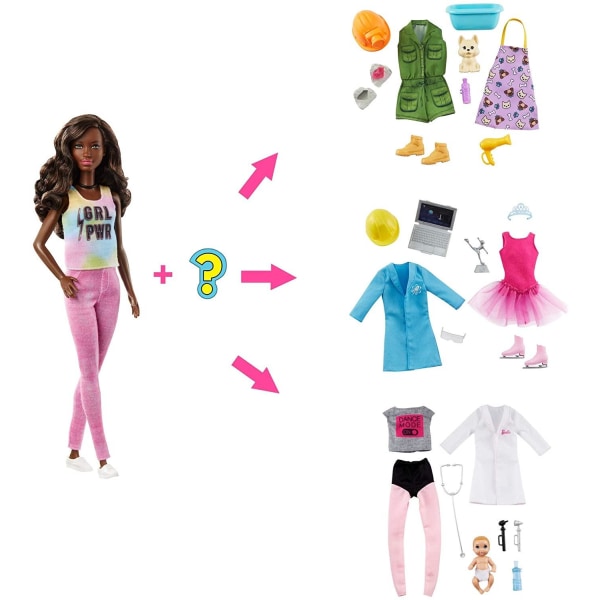 Barbie Surprise Doll Brunette with 2 Career Looks And Accessorie multifärg