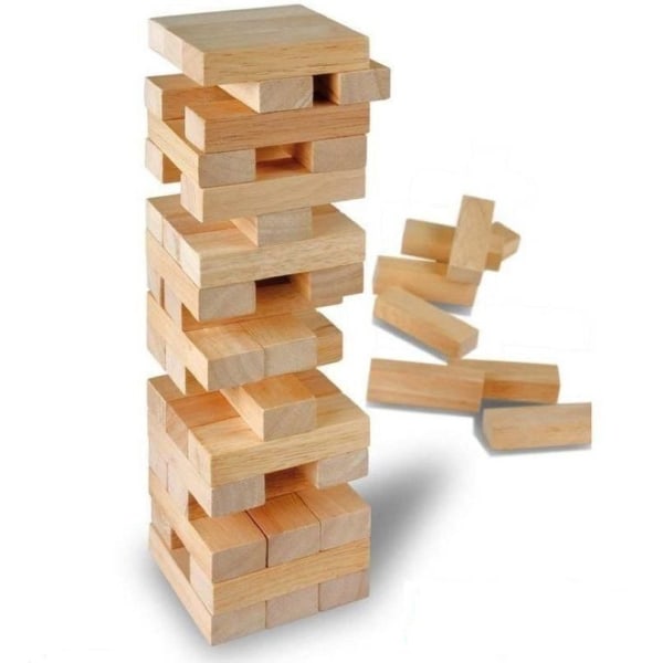 Wooden Tumbling Block Stacking Tower 45pcs Multicolor