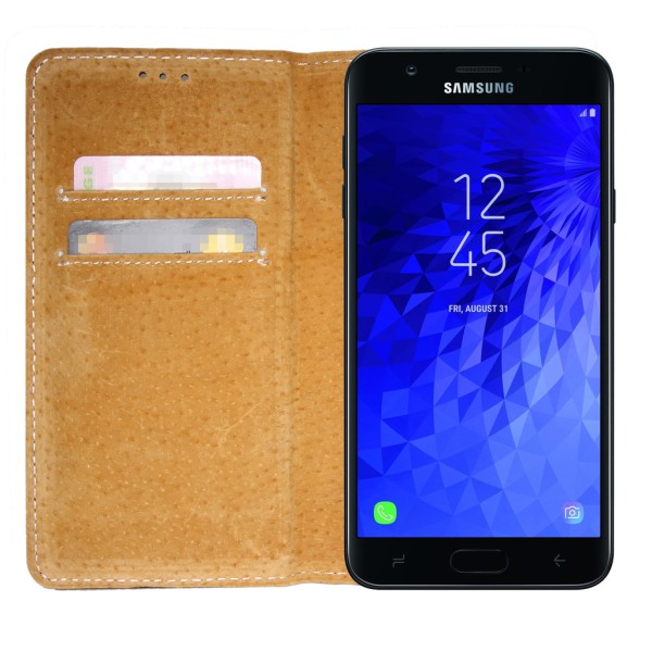 Lommebok -deksel i ekte lær Book Slim Samsung Galaxy J4 deksel s Black