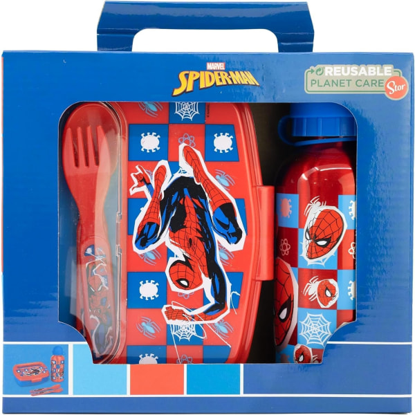 4-Pack Spider-Man Midnight Flyer Edderkoppemanden Madkasse & Aluminium Vandflaske Multicolor