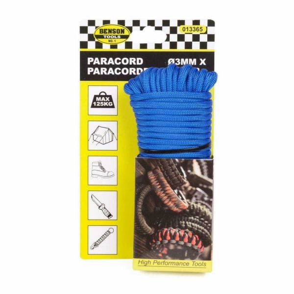 Paracord Rope Blue 3mm x 15 metriä Blue one size