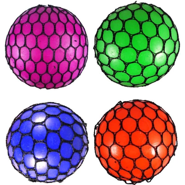 4-Pack Squeeze Brain Ball eri värejä Stress Squeeze 7,5 cm Multicolor