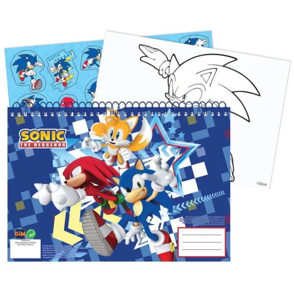 Sonic Notesbog Papirblok A4 Tegningspude Med Klistermærker Multicolor