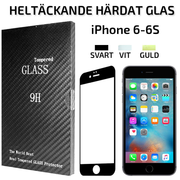 Heltäckande Härdat Glas iPhone 6/6S Skärmskydd Retail Vit
