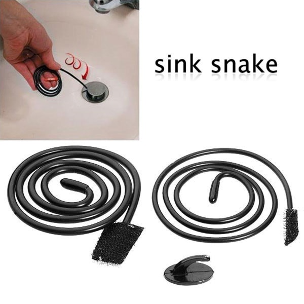 Drain Cleaner, Sink Snake, 2-pakning Black