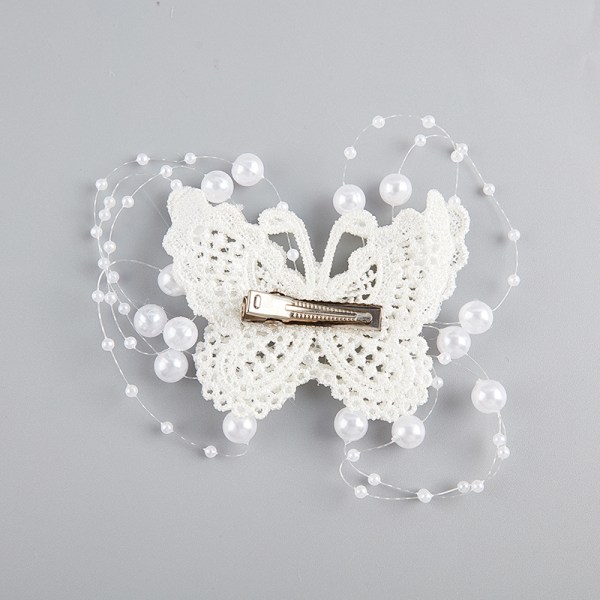 Bridal Crystal Pearl Butterfly Hair Clip Barrette Brudhår Je White one size