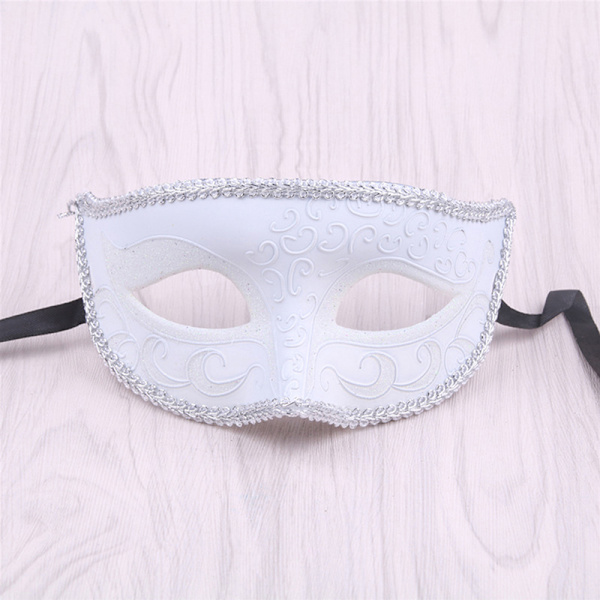 Maskerade masker for par venetiansk kvinne blonder menn PP Cosplay White ONESIZE