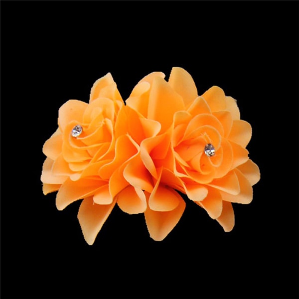 2 stk Damemote Blomst Hårklemme Hårnål Brude Bryllup Par Orange 2pcs