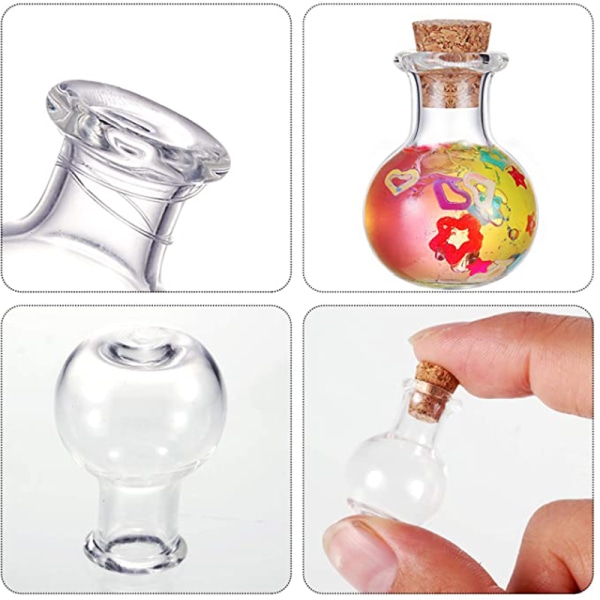 10x Små glasflaskor Miniatyrdryckflaska Minikorkglas Transparent onesize