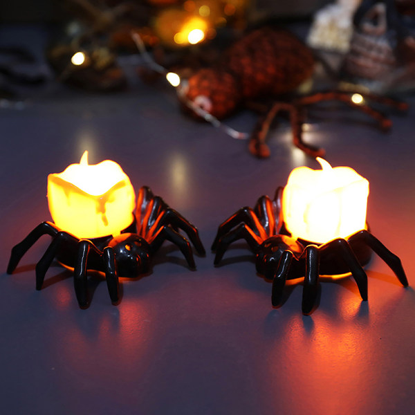 1/3 STK Halloween gresskarlykter Spider LED elektronisk stearinlys Black 3Pcs
