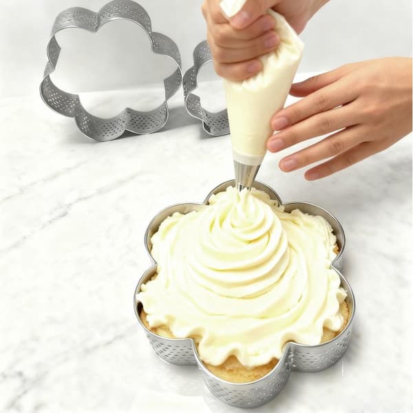 1 stk rustfritt stål tertering bakemousse perforert smuldre D