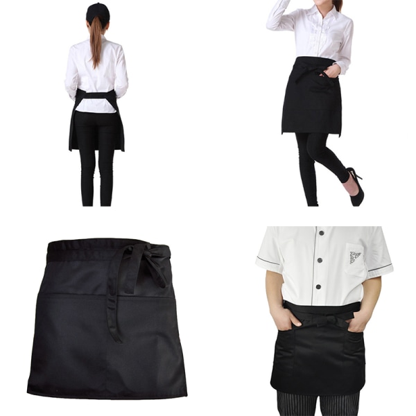 Svart Byst Servitör Kort Förkläde Kök Restaurang Flirty With Po Black one size