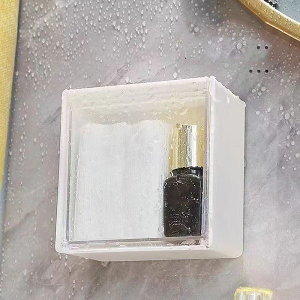 Väggmonterad förvaringslåda Clamshell Design Plast Bomullspinne S White