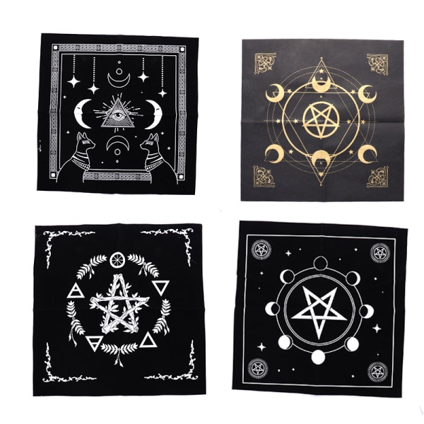 Tarots Pöytäliina Triple Moon Pentagrams Pagan Alttarikangas Flan Style 3 C