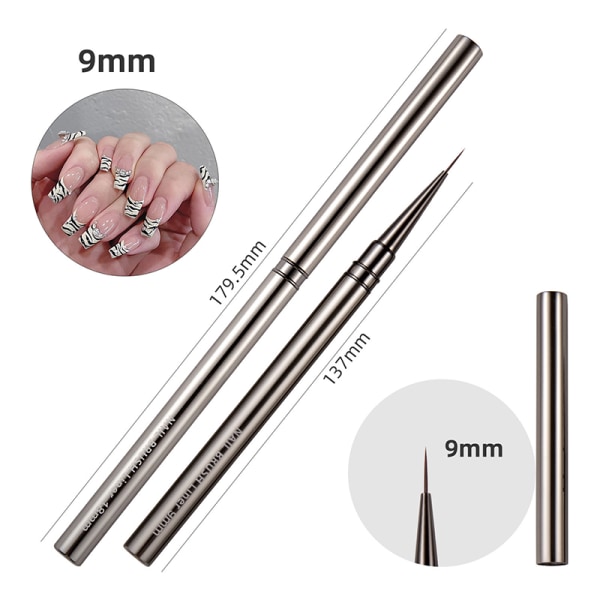 Nail Art Brushes Liner Detailer Striping Brush Gel Polish Manic 9MM onesize