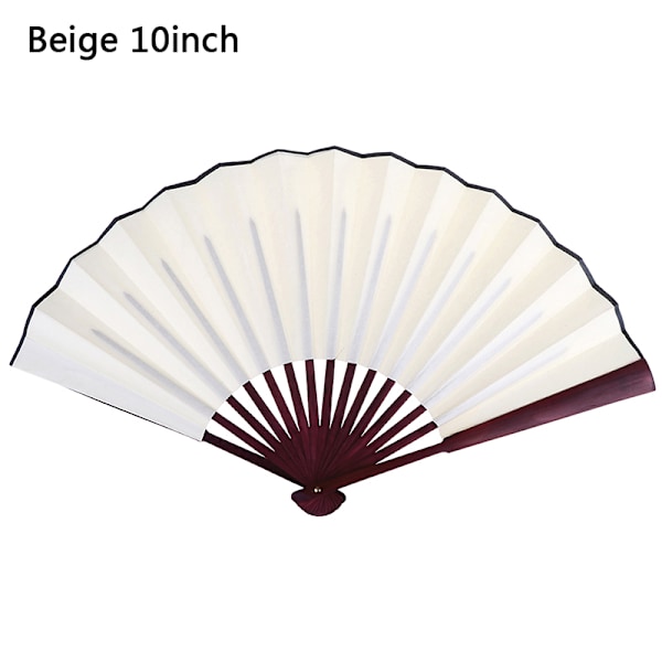 Stil Håndholdt Fan Blank Silke Cloth Folding Fan Party Bryllup Beige 10inch