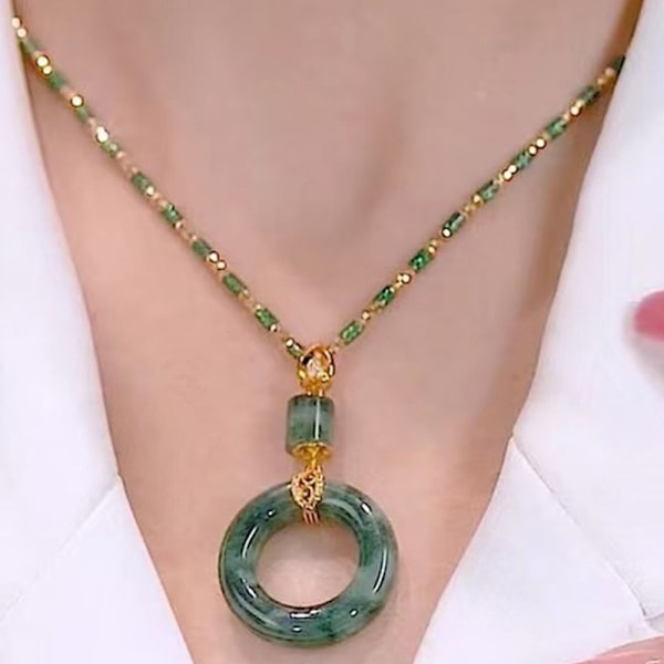 Retro bambuhalsband Lätt lyx och populär imitation Jade P onesize