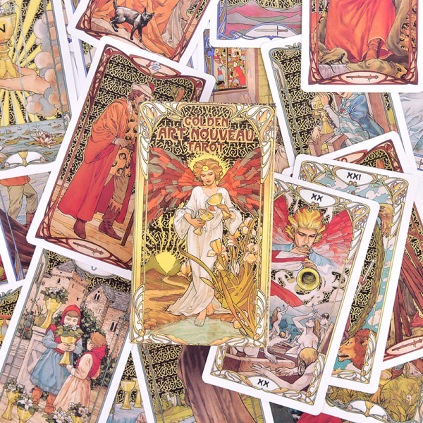 Golden Art Nouveau Tarot Deck 78 kort för nybörjare Classic Ar Multicolor one size