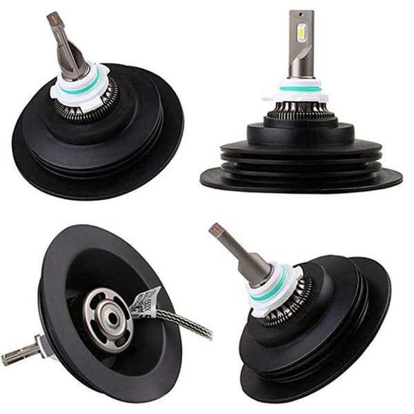 2X Blødt Gummi Støvdæksel Til Bil Auto Forlygte Universal LED Black 2Pcs