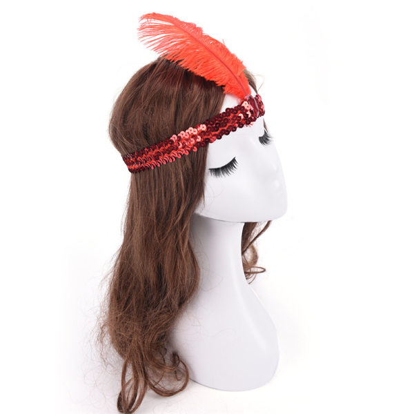 Feather Flapper Sequin Charleston Mekko Puku Naisten Solid Mul Red one size