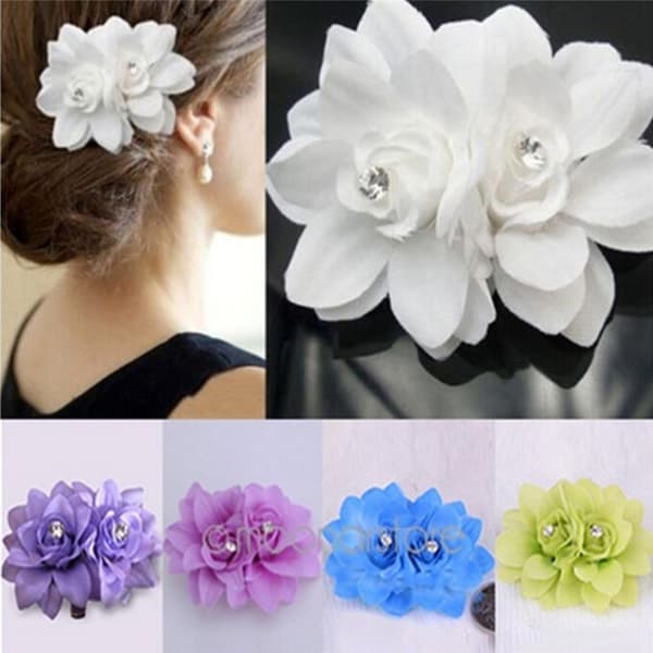 Damemode Blomster Hårclips Hårnål Brude Bryllupsfest Ha White 8cm