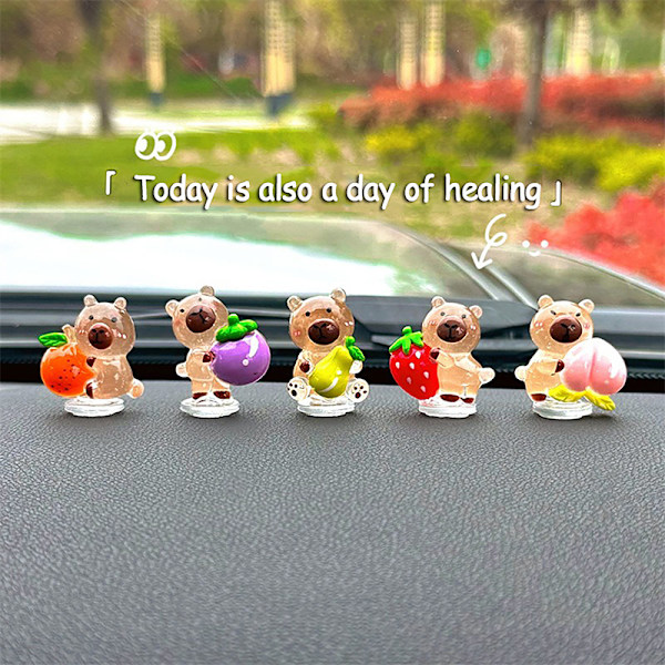 5Pcs Capybara Car Interior Auto Dashboard Doll Ornaments Kapiba 5Pcs/set