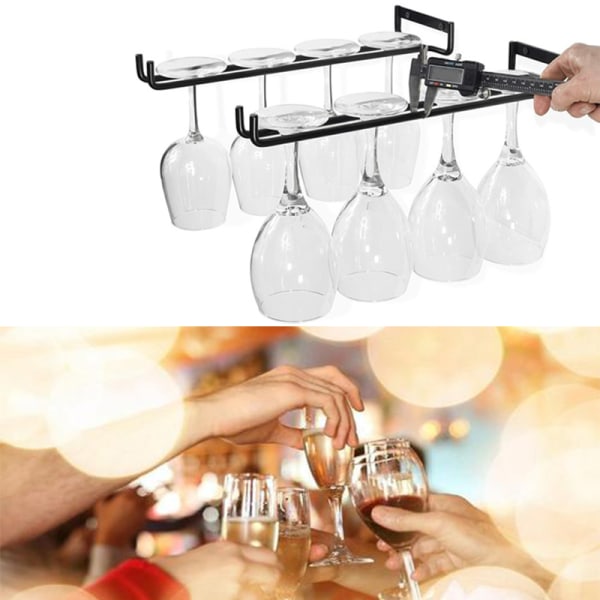 30cm Stemware Vinglasstativ Vægmonterbar Smedejern Sort 40*20*20