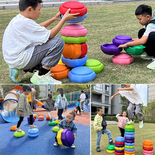 Kids Balance Toy Stepping Stones Stabling Stones Utendørs Innendørs Orange one size