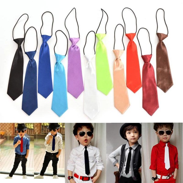 1X Pojkslips Barn Baby Skola Pojke Bröllopsslips Halsslips Elasti Coffee 26.5cm