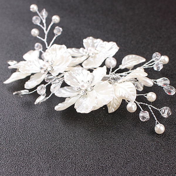 Morsiamen Crystal Pearl Flower -hiusklipsi Hiuskorut Häähiukset White 1pc
