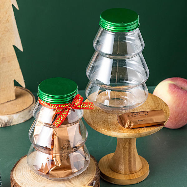 500 ml kagedåse til småkager, gaveæske med sødt glas, gennemsigtig jul onesize