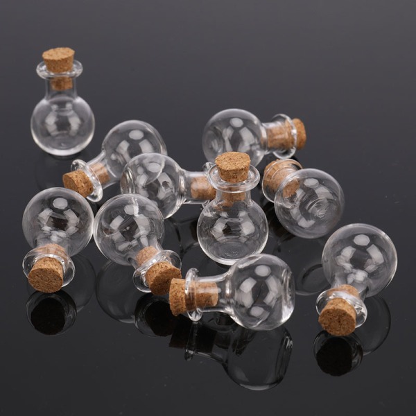 10x Små Glasflasker Miniature Potion Flaske Mini Kork Glas Transparent onesize