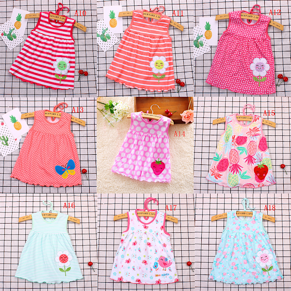 Newborn Baby Bomuldskjole Almindelig ærmeløs A-line pigekjole style 1 A2