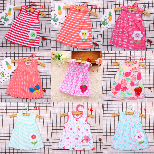 Newborn Baby Bomuldskjole Almindelig ærmeløs A-line pigekjole style 3 A4