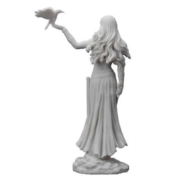 Resin Statyer Morrigan The Celtic Goddess of Battle With Crow & Brown A