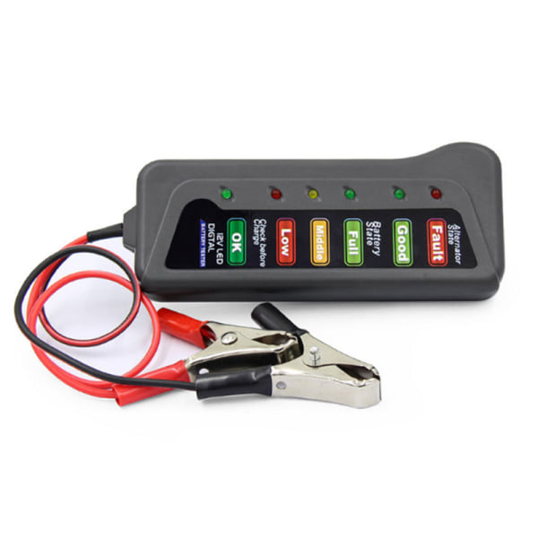 12V bilbatteritestare Digital Generator 6 LED-lampor Display Black 1Pcs
