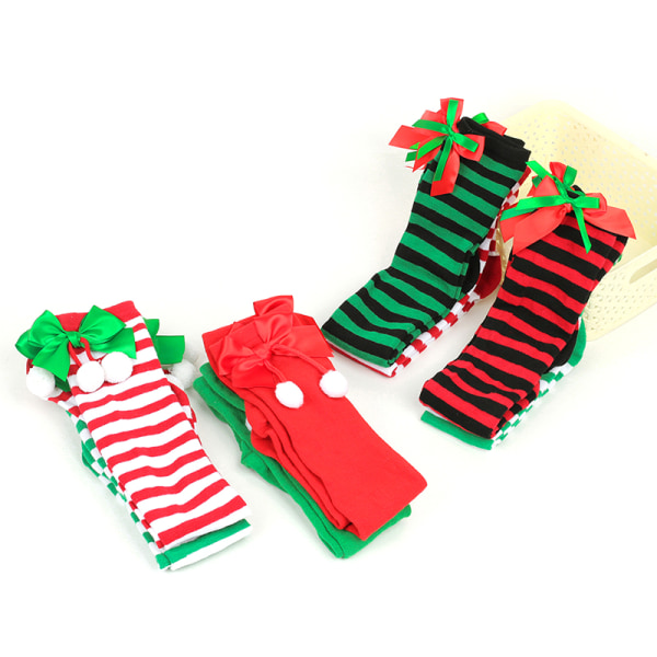 Julepynt Sokker Stripete Langstrømper Christmas Deco Green A3