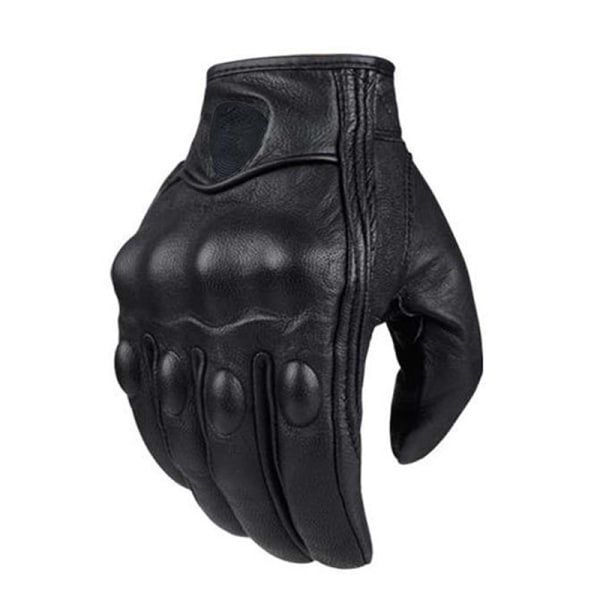 Retro Real Leather Motorcycle Gloves Moto Waterproof Gloves Mot Black M