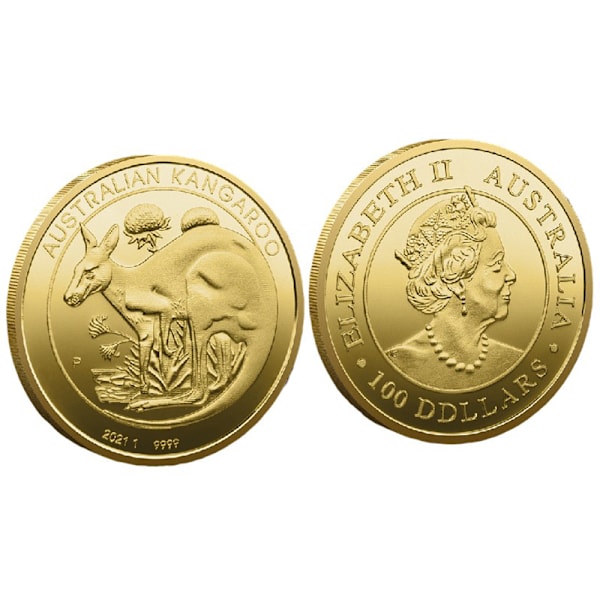 Forgyldt australsk kænguru 1OZ Elizabeth II Australien Souv A One Size