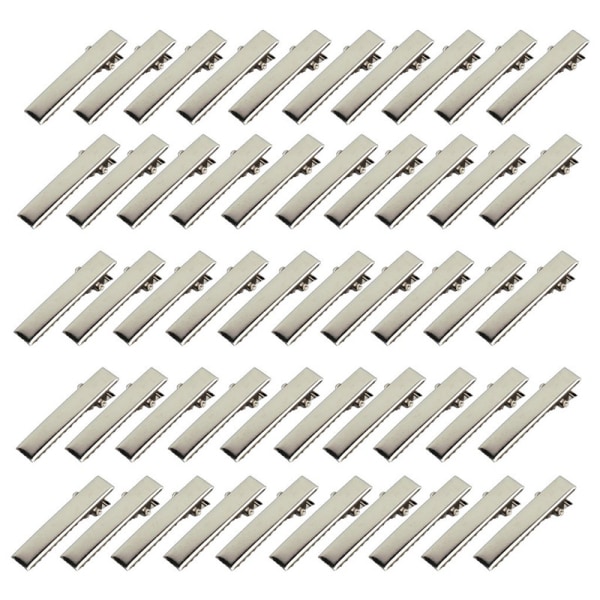 50 kpl Fashion Silver Flat Metal Hius Clips Prong Flat Hius Clip Silver 4cm