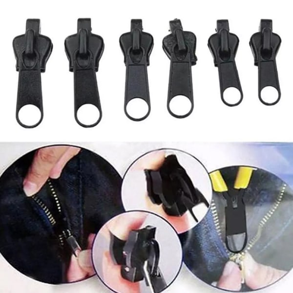 12st 3 storlekar Universal Instant Fix Zipper Repair Kit Replaceme Black onesize