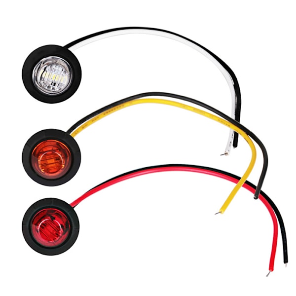 1 stk 24V 3LED 3/4" Rund Trailer Side Markeringslys Gul Hvid Red 1Pc
