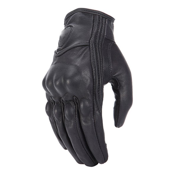 Retro ægte læder motorcykelhandsker Moto vandtætte handsker Mot Black XL
