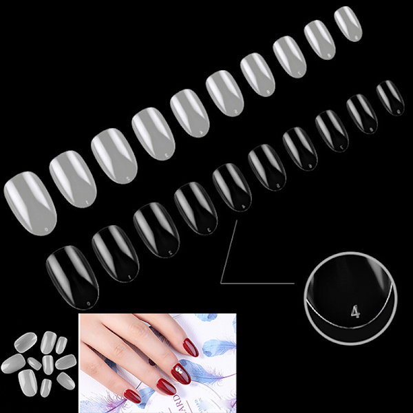 500 stk Short Ellipse Full Cover False Nail Tips Akryl Gel Ma Transparent 500Pcs