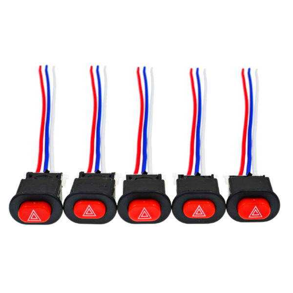 Motorcykel Hazard Light Switch Dobbelt advarselsblink Nød Black 1Pcs