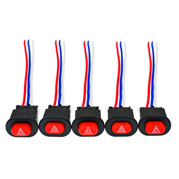Motorcykelvarningsljusströmbrytare Dubbel varningsblinkers Nödläge Black 1Pcs