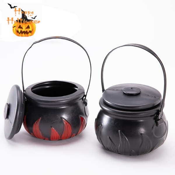 1 STK Halloween Candy Pot Cauldron Novelty Halloween bøtte Orna Large with fire