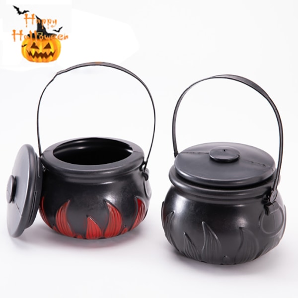 1 STK Halloween Candy Pot Cauldron Novelty Halloween Bucket Orna Large with fire