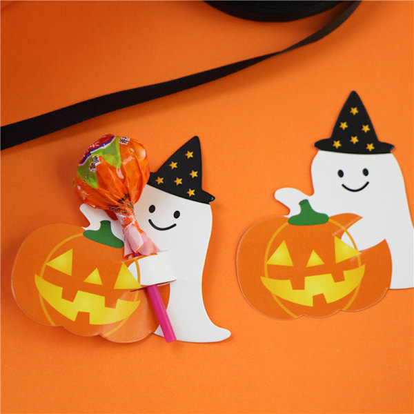 50 stk/parti Ghost Pumpkin DIY Halloween Gave Candy Paper Cards Lo 50 pcs onesize