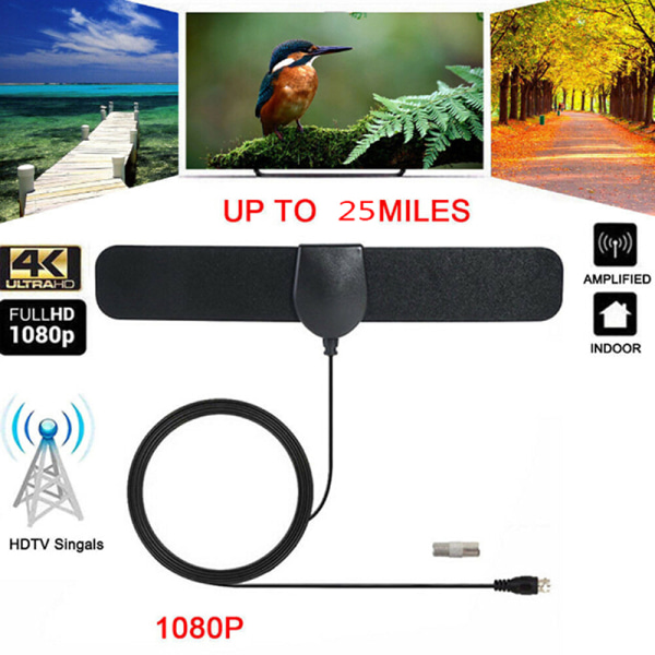 25 Mile Range Antenne TV Digital HD 4K Antenne Digital Indendørs HD Black one size